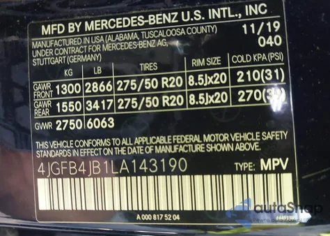 2020 Mercedes-Benz Gle 350 z USA, uszkodzony, nr VIN 4JGFB4JB1LA143190